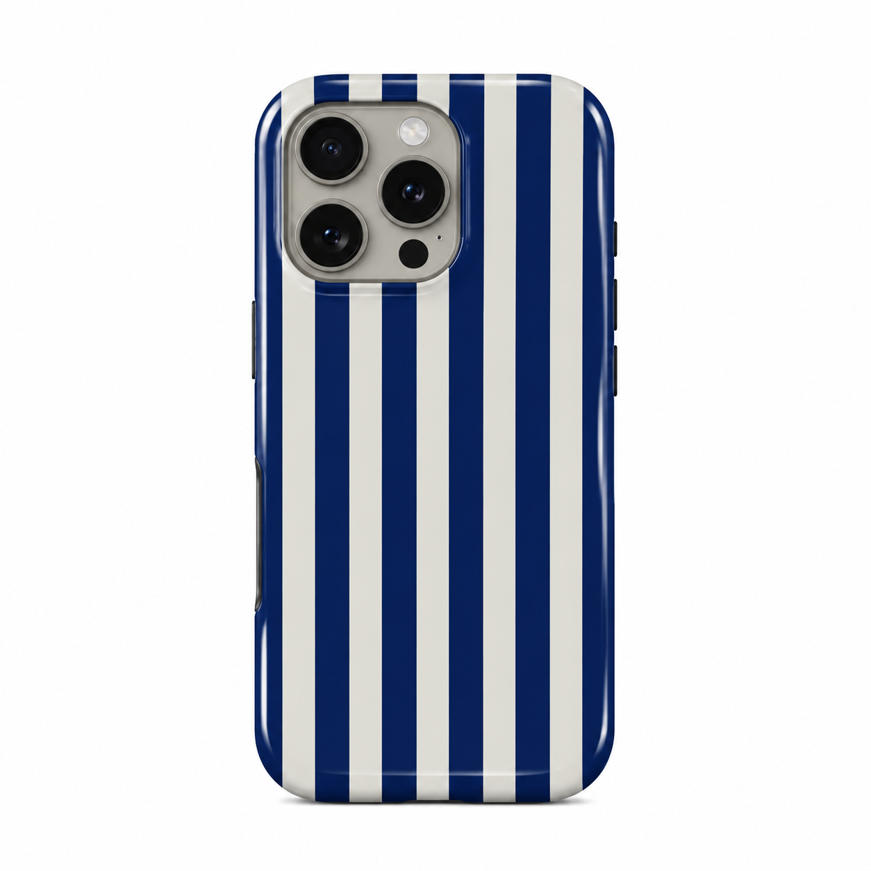 Retro Stripe Gloss Case - Navy Blue