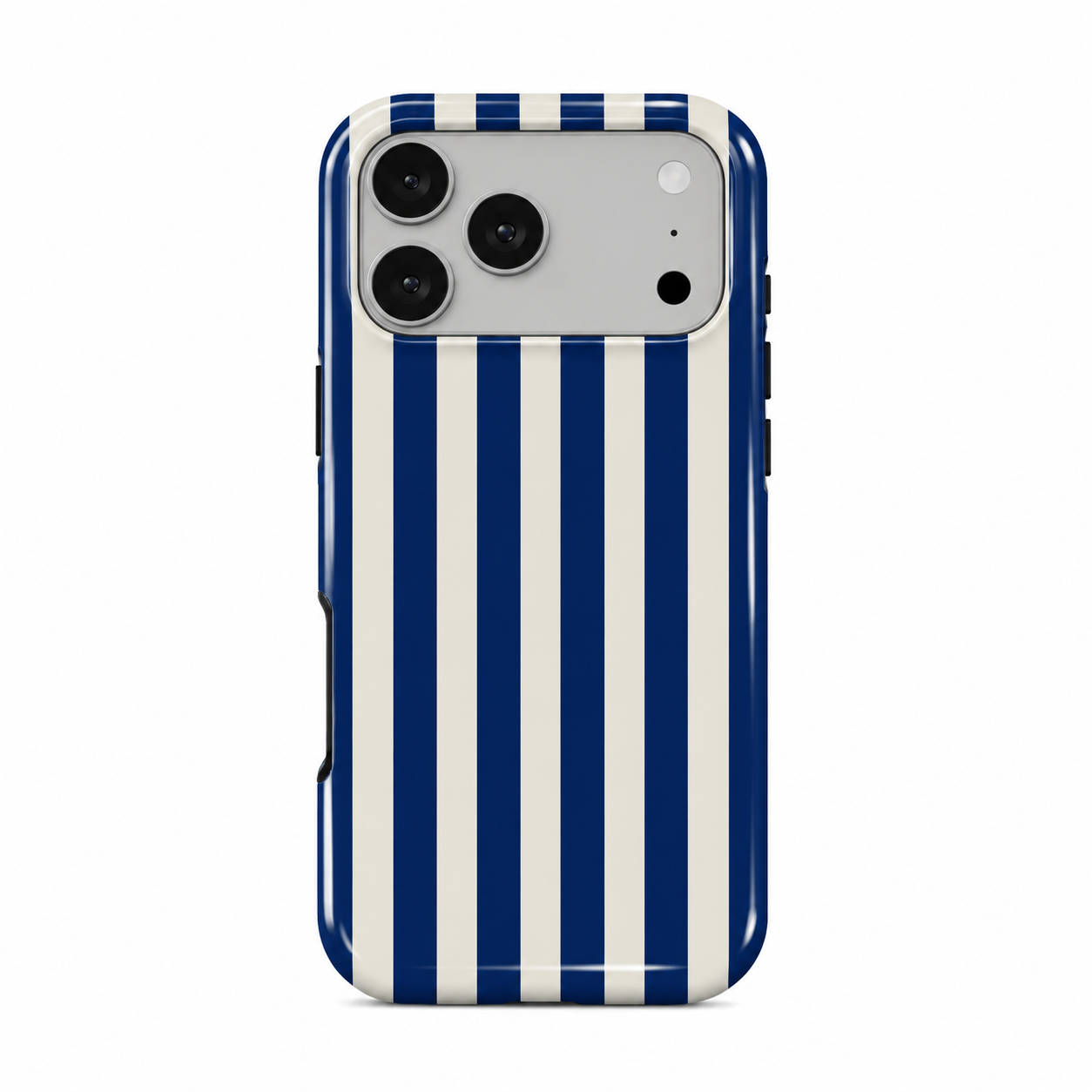 Retro Stripe Gloss Case - Navy Blue