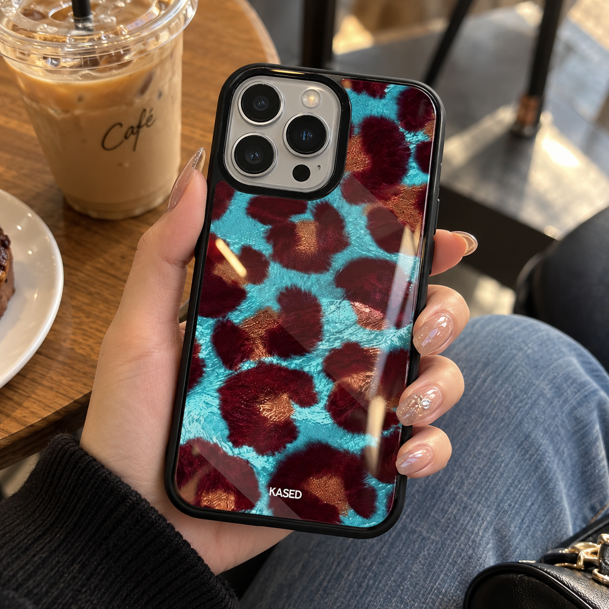 Burgundy Floral & Blue Aesthetic Cover- iPhone series
