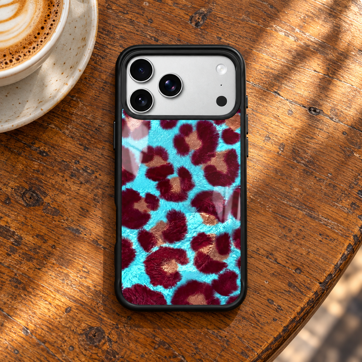 Burgundy Floral & Blue Aesthetic Cover- iPhone series